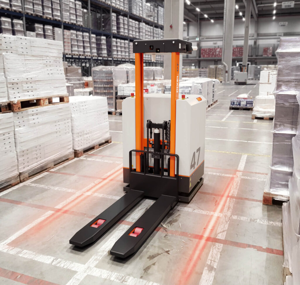 AI-navigated autonomous pallet transport robot by Pixel Robotics